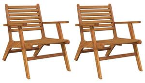 Bologna Natural Solid Acacia Wood Garden Chairs In Pair