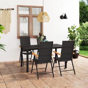 Sarnia Medium Aluminium 5 Piece Dining Set In Black And Brown