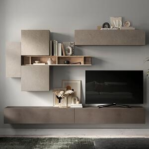 Parra Wall Hung Wooden Entertainment Unit In Bronze Cadiz