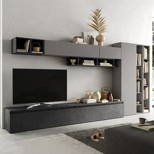 Pagan Wooden Entertainment Unit In Ardesia And Piombo