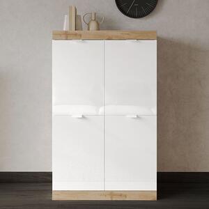 Saya High Gloss Highboard With 4 Doors In White And Cadiz