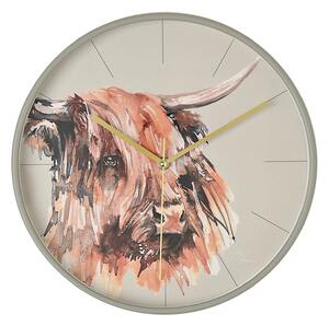 Meg Hawkins Highland Cow Wall Clock Grey