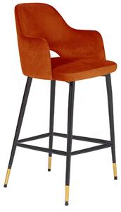 Brietta Velvet Bar Chair In Rust