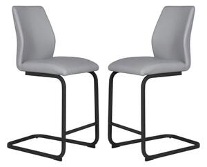 Adoncia Grey Faux Leather Counter Bar Chairs In Pair