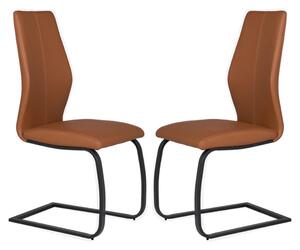 Adoncia Tan Faux Leather Dining Chairs In Pair