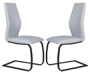 Adoncia Silver Faux Leather Dining Chairs In Pair