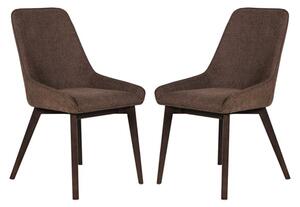 Acton Brown Fabric Dining Chairs In Pair