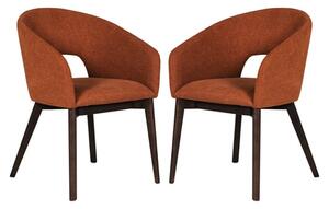 Adria Rust Woven Fabric Dining Chairs In Pair