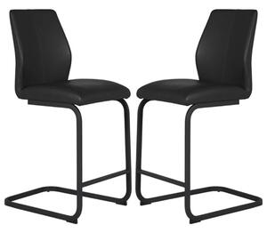 Adoncia Black Faux Leather Counter Bar Chairs In Pair