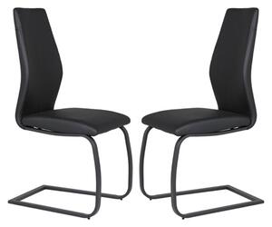 Adoncia Black Faux Leather Dining Chairs In Pair