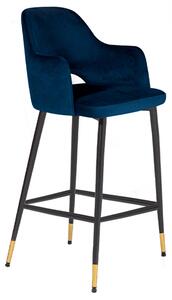 Brietta Velvet Bar Chair In Navy