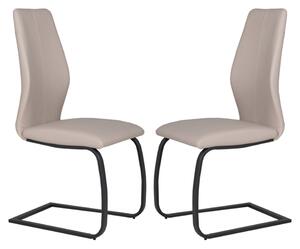 Adoncia Taupe Faux Leather Dining Chairs In Pair