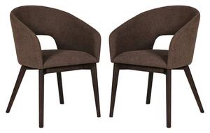 Adria Brown Woven Fabric Dining Chairs In Pair