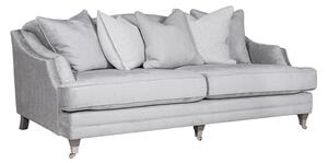 Belvedere Velvet 4 Seater Sofa In Silver With 5 Scatter Cushions