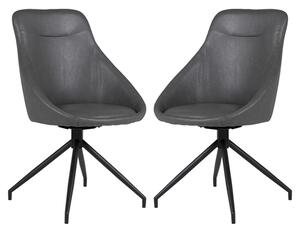 Harini Grey Faux Leather Dining Chairs In Pair