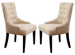 Amarillo Beige Textured Fabric Dining Chairs In Pair