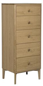 Hazel Wooden Chest 5 Drawers Tall In Oak Natural