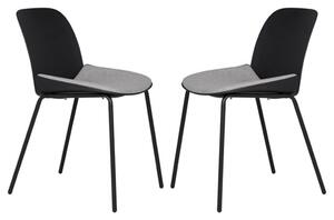 Haile Black Metal Dining Chairs With Woven Fabric Seat In Pair