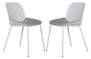 Haile Ecru Metal Dining Chairs With Woven Fabric Seat In Pair