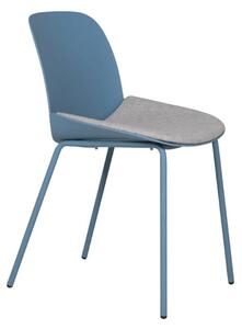 Haile Metal Dining Chair In Blue With Woven Fabric Seat