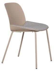 Haile Metal Dining Chair In Taupe With Woven Fabric Seat