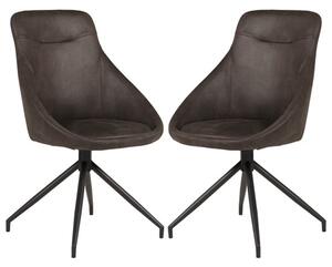 Harini Brown Microfibre Dining Chairs In Pair