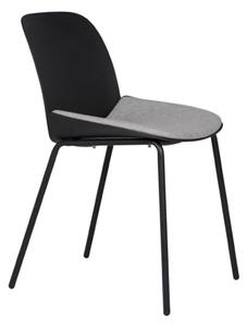 Haile Metal Dining Chair In Black With Woven Fabric Seat