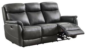 Kavon Leather Electric Power Recliner 3 Seater Sofa In Grey