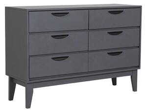 Lanus Wooden Chest Of 6 Drawers Wide In Dark Grey