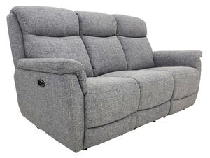 Kavon Fabric Electric Power Recliner 3 Seater Sofa In Grey