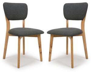 Javion Wooden Dining Chairs With Fabric Seat In Pair