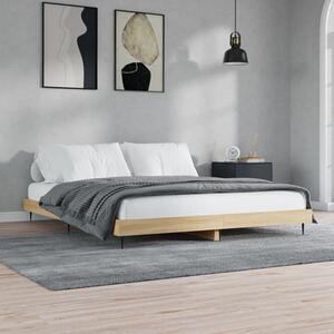 Gemma Wooden Double Bed In Sonoma Oak With Black Metal Legs