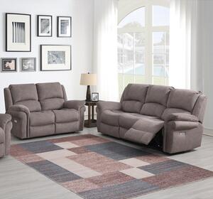 Wesley Fabric Electric Recliner 2 + 3 Seater Sofa Set In Clay