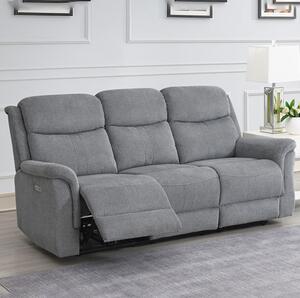 Fiona Fabric Electric Recliner 3 Seater Sofa In Grey