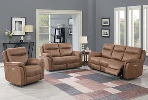 Chloe Fabric Electric Recliner Sofa Suite In Sahara