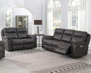 Chloe Fabric Electric Recliner 2 + 3 Seater Sofa Set In Grey