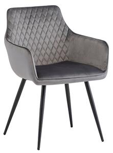 Finlay Velvet Fabric Dining Armchair In Dark Grey