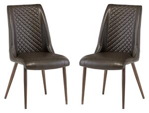 Aalya Dark Brown Faux Leather Dining Chairs In Pair