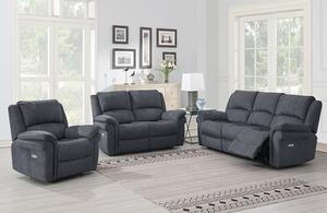 Wesley Fabric Electric Recliner Sofa Suite In Grey