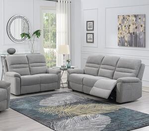 Brielle Fabric Electric Recliner 2 + 3 Seater Sofa Set In Grey