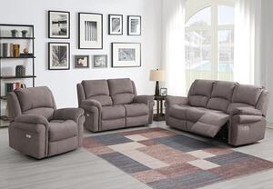 Wesley Fabric Electric Recliner Sofa Suite In Clay