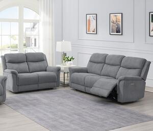 Fiona Fabric Electric Recliner 2 + 3 Seater Sofa Set In Grey