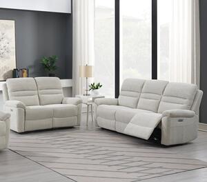 Brielle Fabric Electric Recliner 2 + 3 Seater Sofa Set In Beige