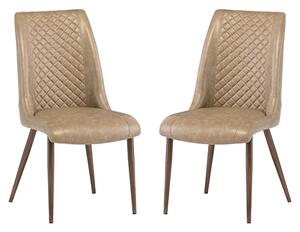 Aalya Taupe Faux Leather Dining Chairs In Pair