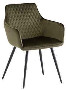 Finlay Velvet Fabric Dining Armchair In Juniper Green