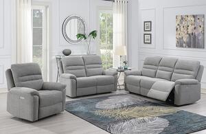 Brielle Fabric Electric Recliner Sofa Suite In Grey