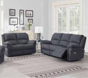 Wesley Fabric Electric Recliner 2 + 3 Seater Sofa Set In Grey