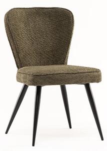 Finn Boucle Fabric Dining Chair In Olive