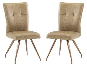 Kalista Taupe Faux Leather Dining Chairs In Pair