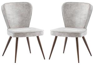 Finn Pearl Velvet Fabric Dining Chairs In Pair